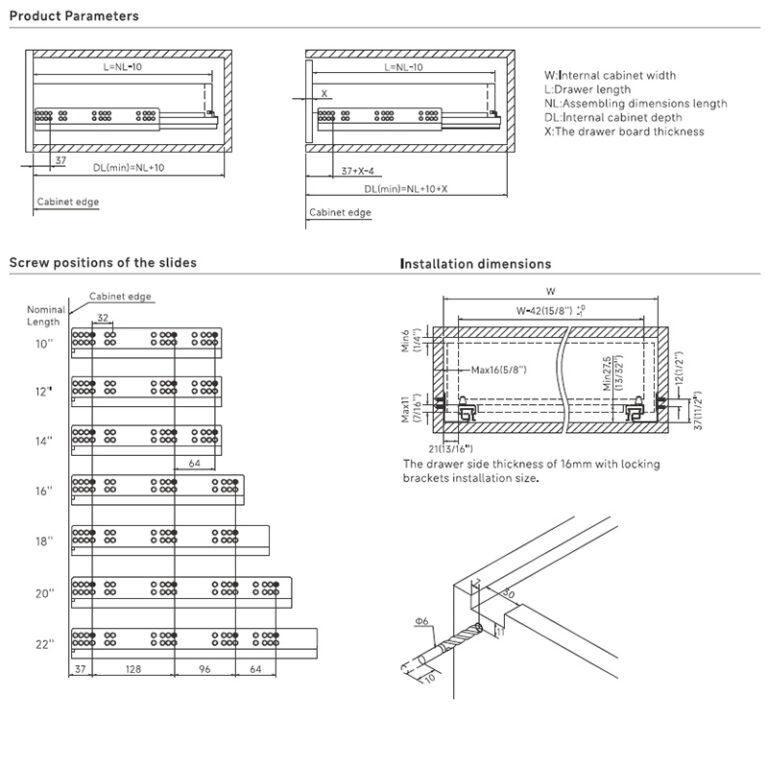 Euro-Max Full Extension Push Open Undermount Slides | 16mm Series | 3D Locking Clips - Image 2