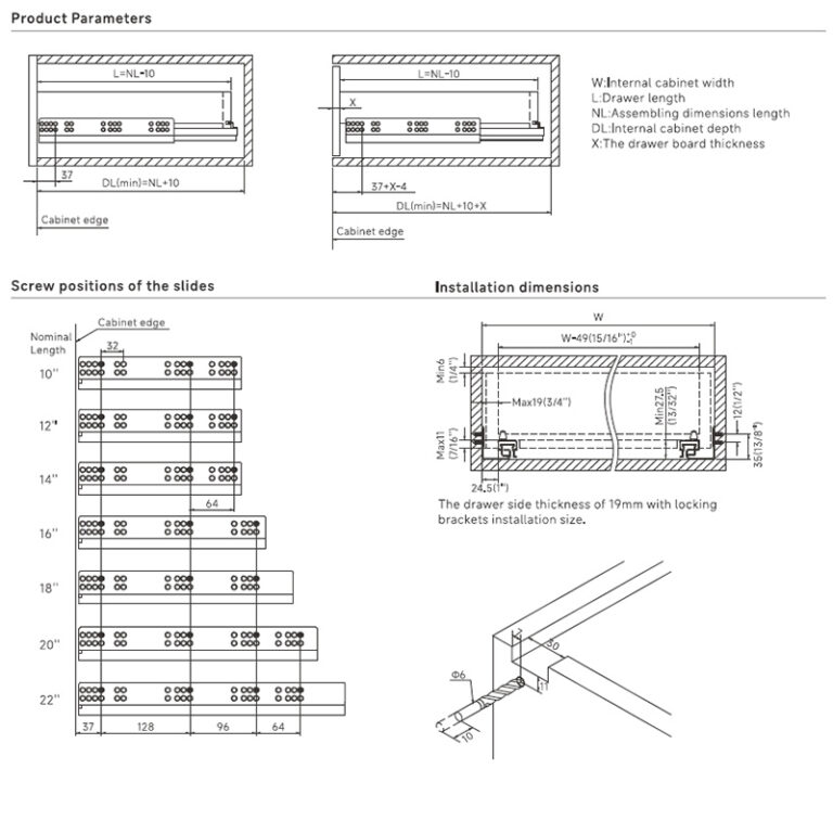 Euro-Max Full Extension Push Open Undermount Slides | 19mm Series | 3D Locking Clips - Image 2