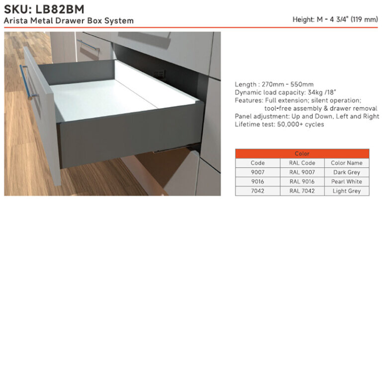 Arista Metal Drawer Box System | Height: M - 4.75" (119 mm) - Image 5