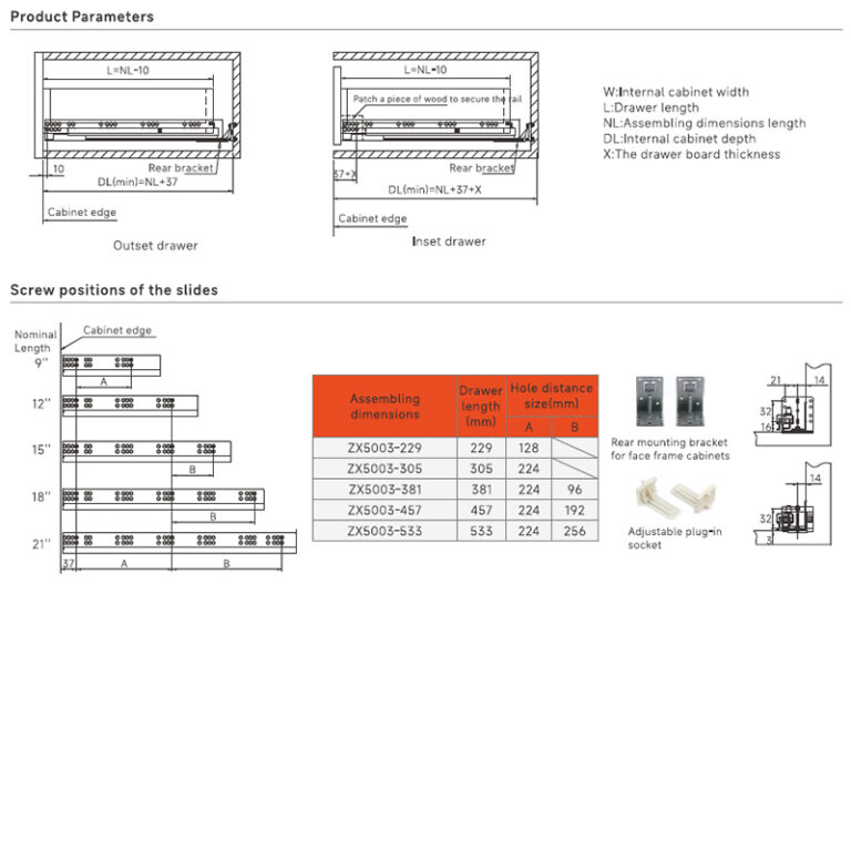 U-Max Full Extension Soft Close Undermount Slides | 19mm Series | 3D Locking Clips - Image 5